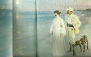 Peter Severin Kroyer sommeraften ved skagens strand, kunstneren med hustru Spain oil painting artist
